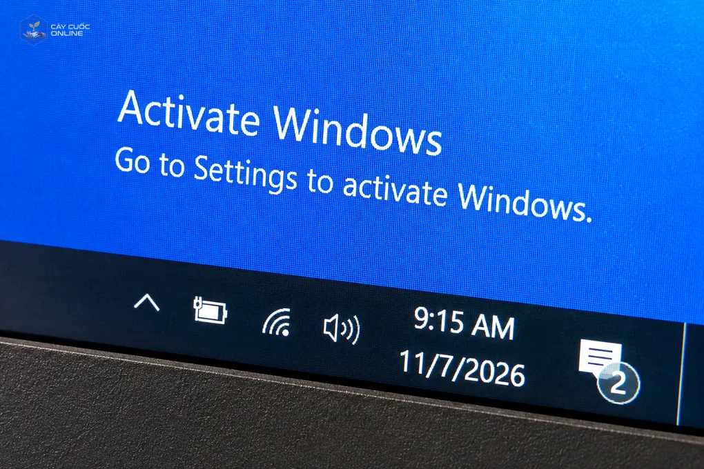 Màn hình máy tính hiện thông báo Active Windows. Ảnh: Trọng Đạt
