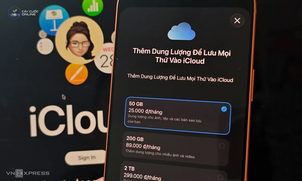 Giao diện mua dung lượng iCloud+ trên iPhone. Ảnh: Tuấn Hưng