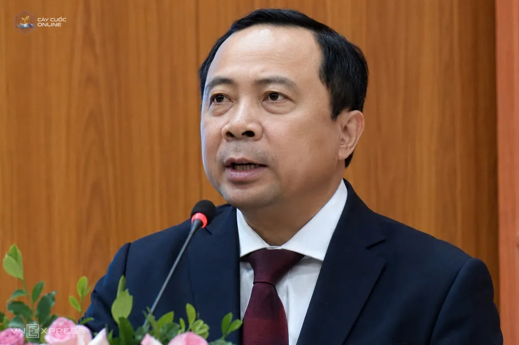 Bộ trưởng Khoa học và Công nghệ Vũ Hải Quân, tại Hội thảo Không gian phát triển Việt Nam trong kỷ nguyên mới, sáng 28/7. Ảnh: Trọng Đạt