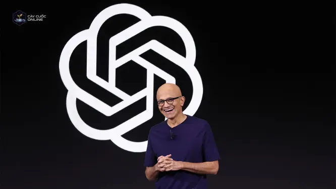 Microsoft CEO Satya Nadella speaks during the OpenAI DevDay event on November 06, 2023 in San Francisco, California.