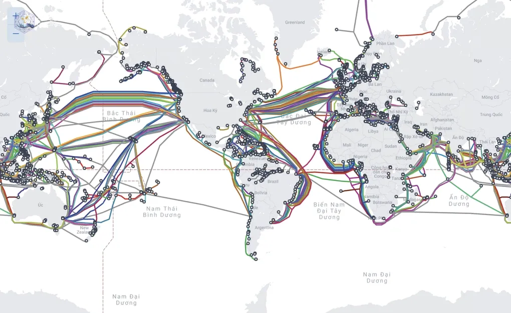 Bản đồ các tuyến cáp quang biển trên toàn cầu. Nguồn: Submarine Cable Map