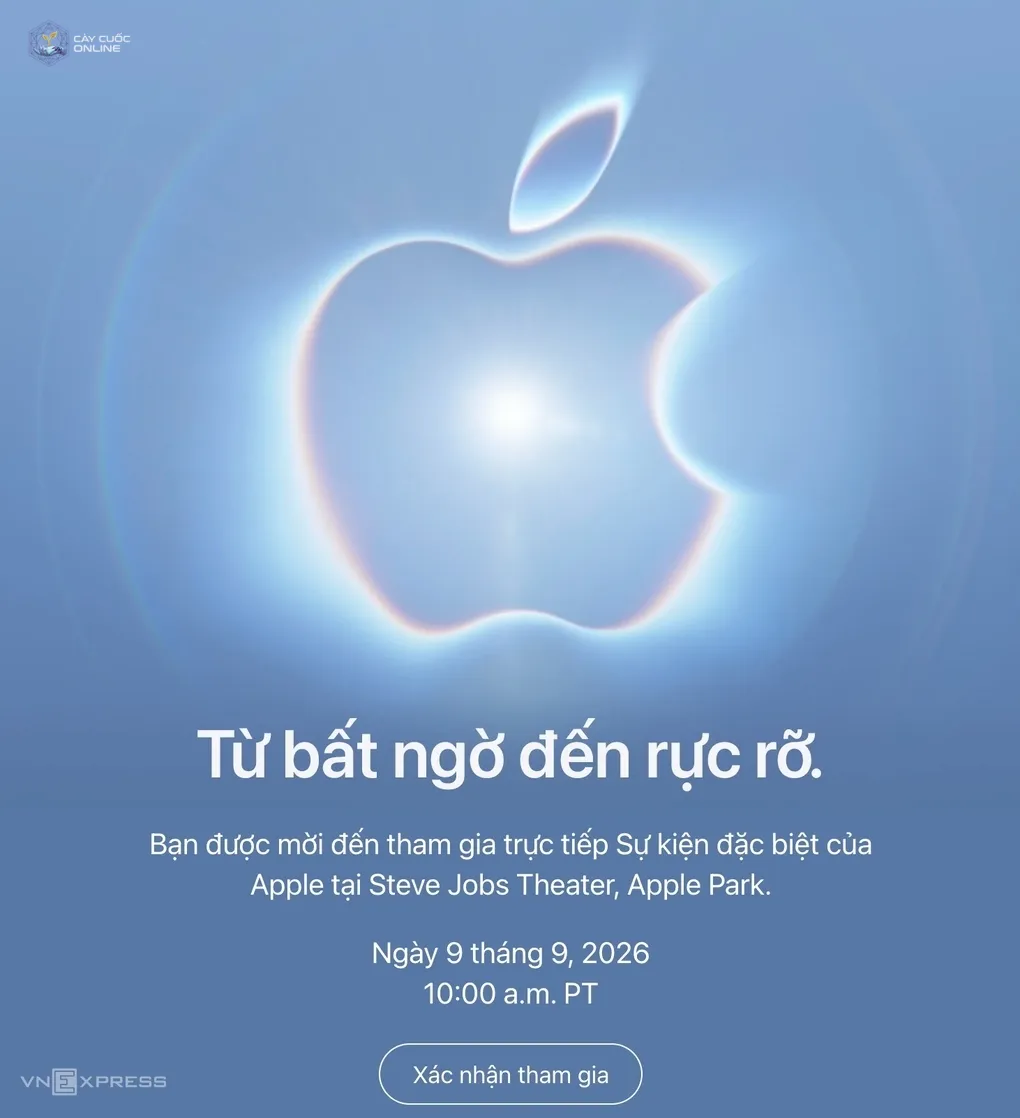 Thư mời tham dự sự kiện ra mắt iPhone 18 và có thể là cả iPhone gập. Ảnh: Tuấn Hưng